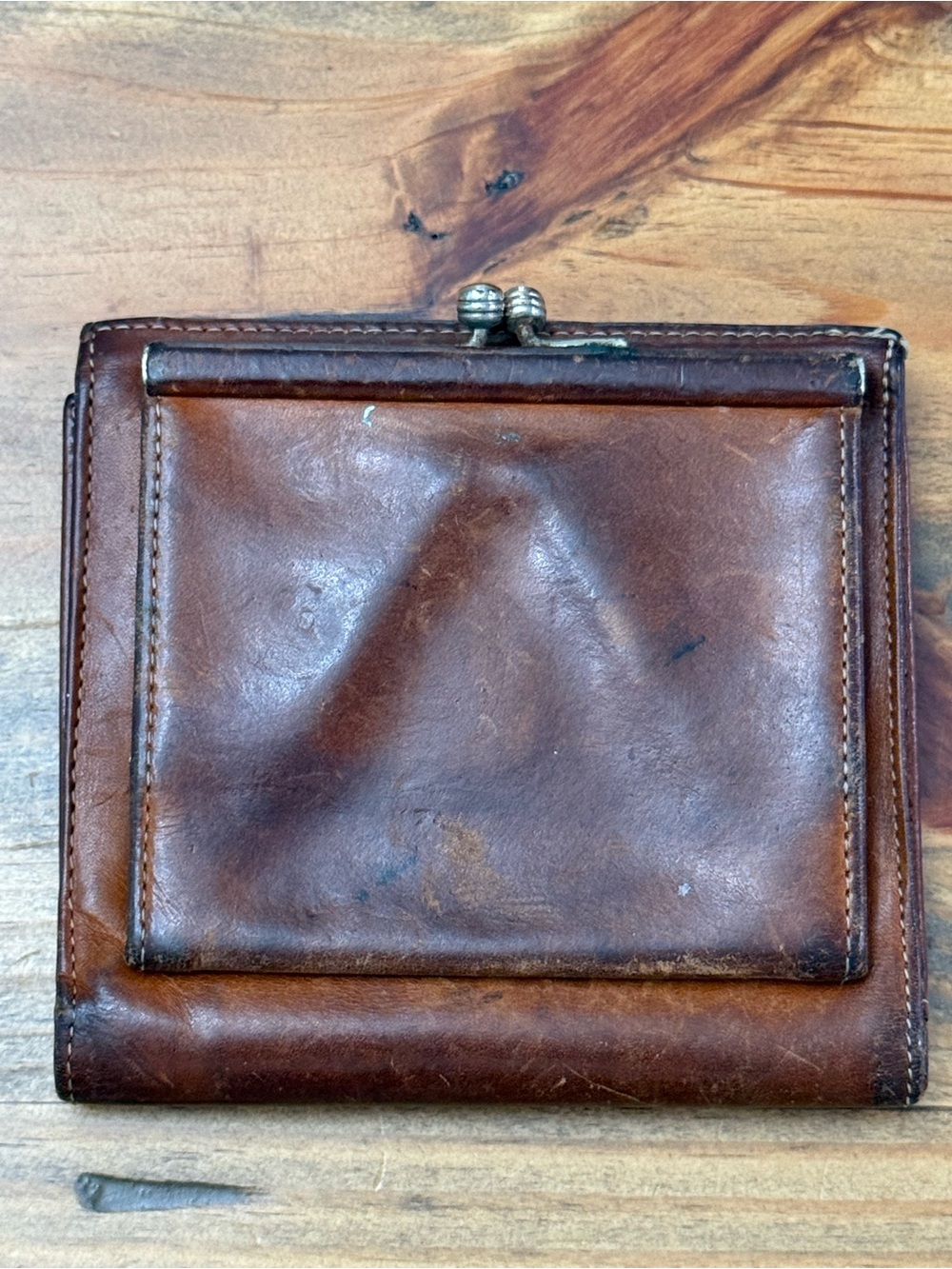Vintage Dooney & Bourke Awl Trifold Black & Brown Leather Kislock Pouch Wallet - Picture 2 of 7